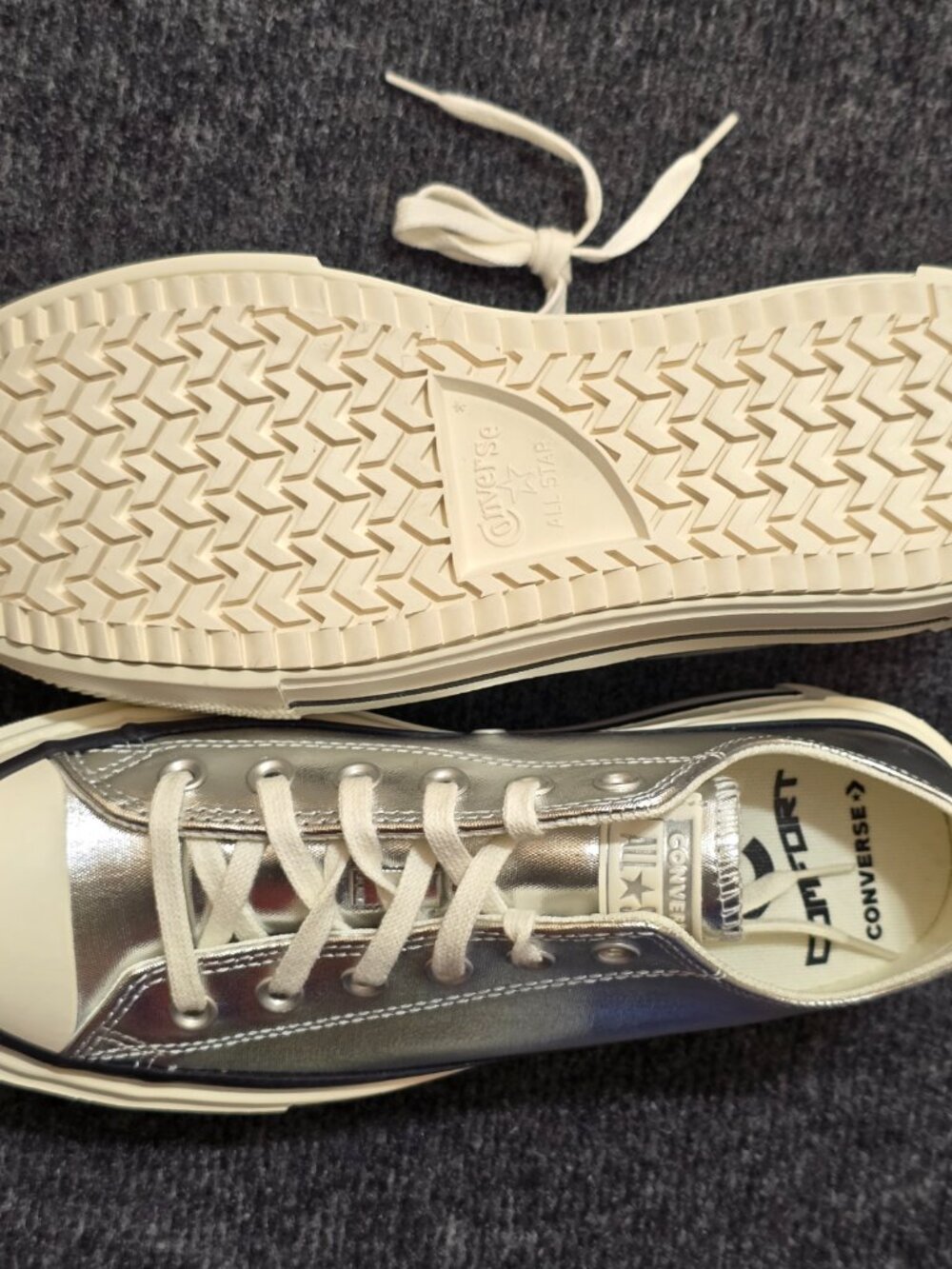 Converse Chuck Taylor Lift Double Stack Metallic Silver A16406C Men 6.5 Women 8. - Picture 3 of 6